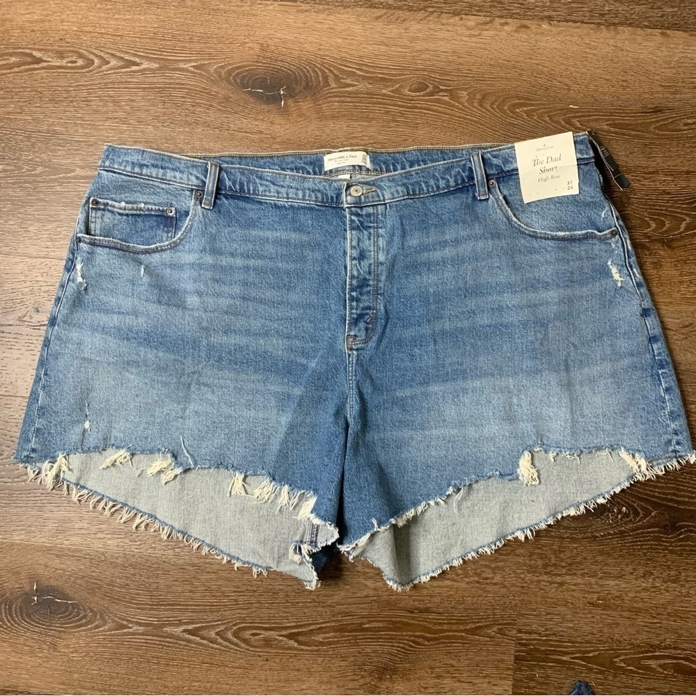 Abercrombie & Fitch Womens Blue the Dad short jean shorts button fly 37/24